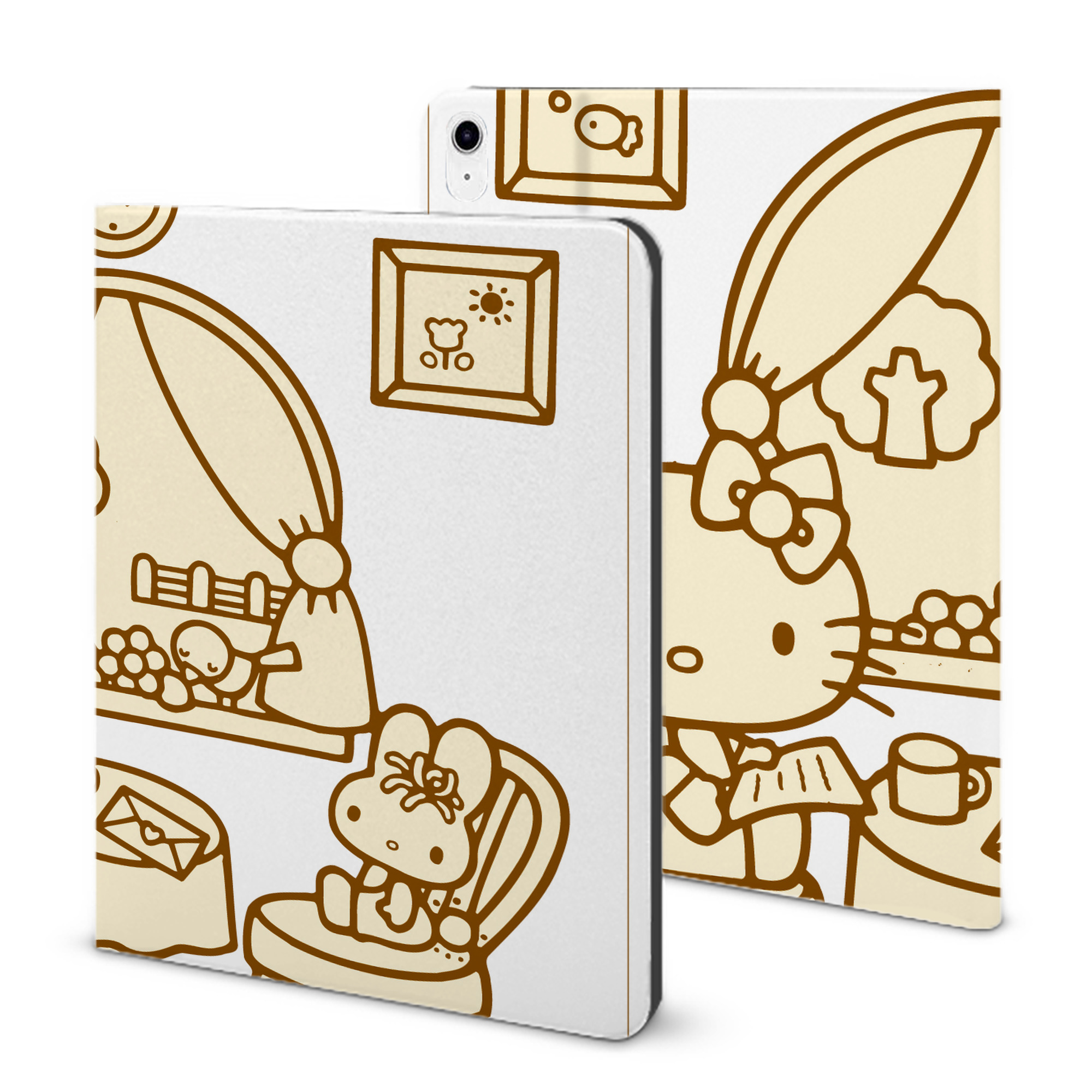 （画像用） Hello Kitty ハローキティ IPad ケース ブック型 PUレザー TPU 耐衝撃 軽量 薄型 ペン収納なし 全面保護 IPad 各モデル対応
